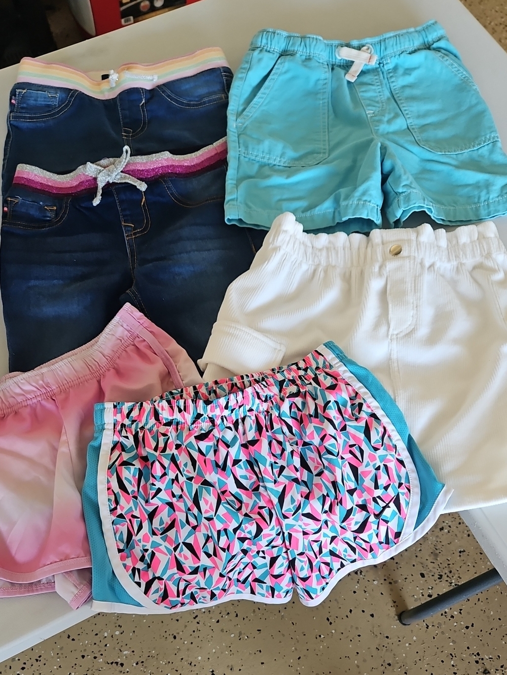 Girls Mixed Shorts Bundle — Turquoise, White, Pink, Patterned